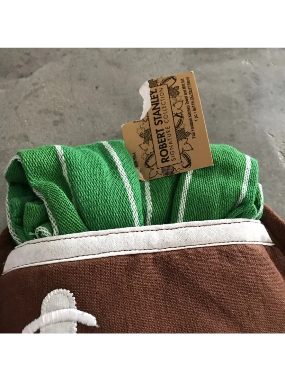 Robert Stanley Signature Collection Fall Football Potholder Mitt Kitchen Towel